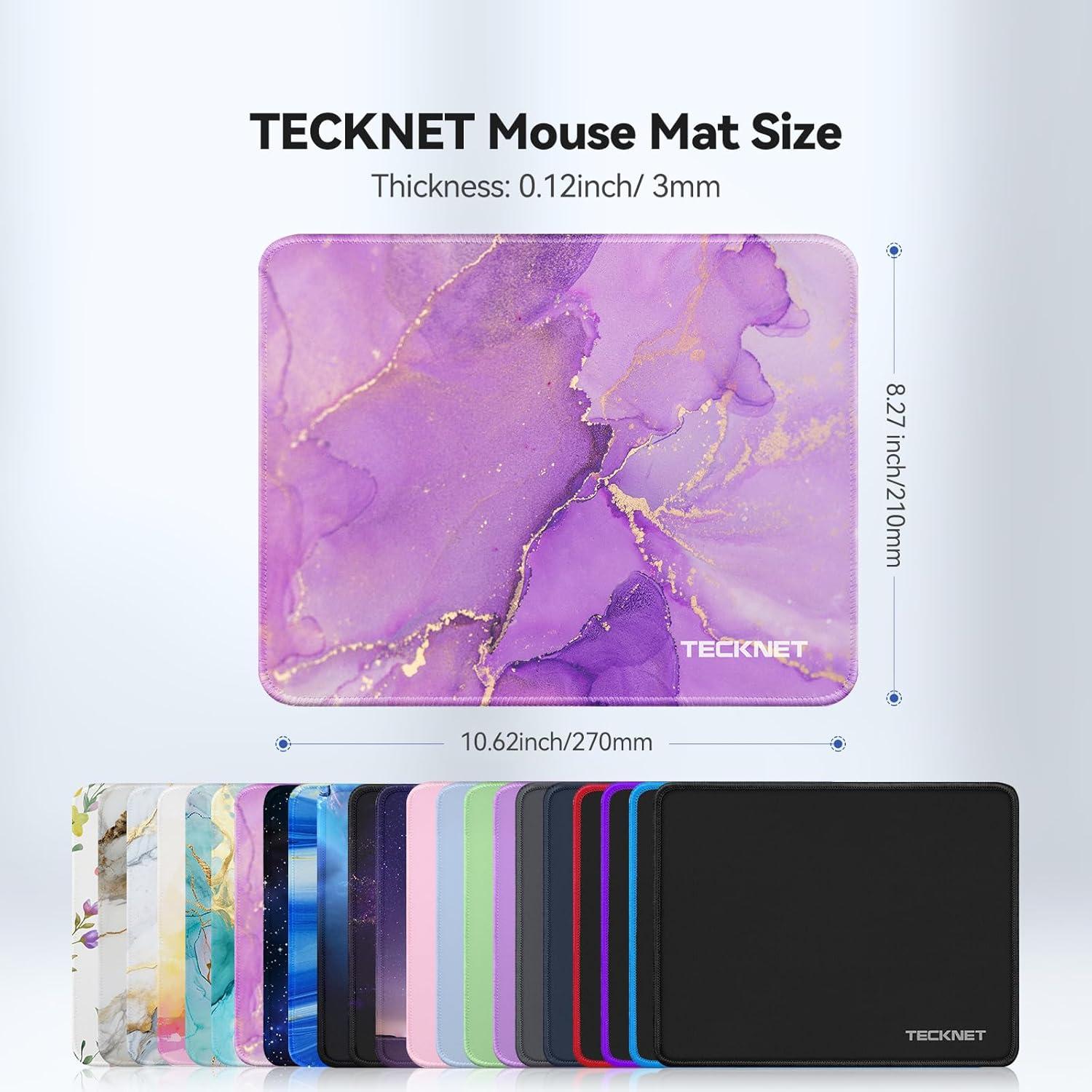 imageTECKNET 4 Pack Mouse Pad with Antifray Stitching Waterproof Surface ampamp NonSlip Rubber Base with Stitched Edges Gaming Mouse Mat for Laptop Compatible with Laser and Optical Mice  BlackPurple marble