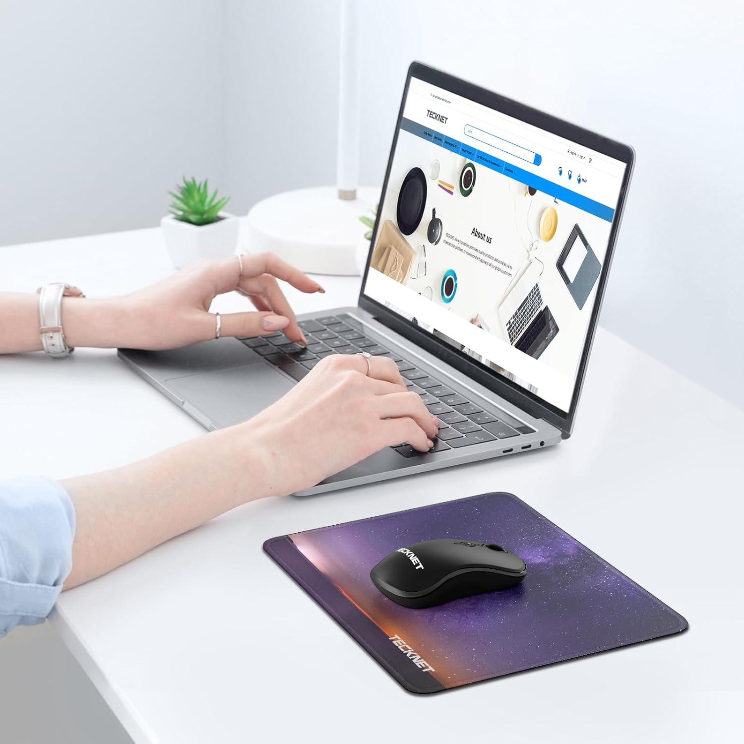 imageTECKNET 4 Pack Mouse Pad with Antifray Stitching Waterproof Surface ampamp NonSlip Rubber Base with Stitched Edges Gaming Mouse Mat for Laptop Compatible with Laser and Optical Mice  BlackStarry sky