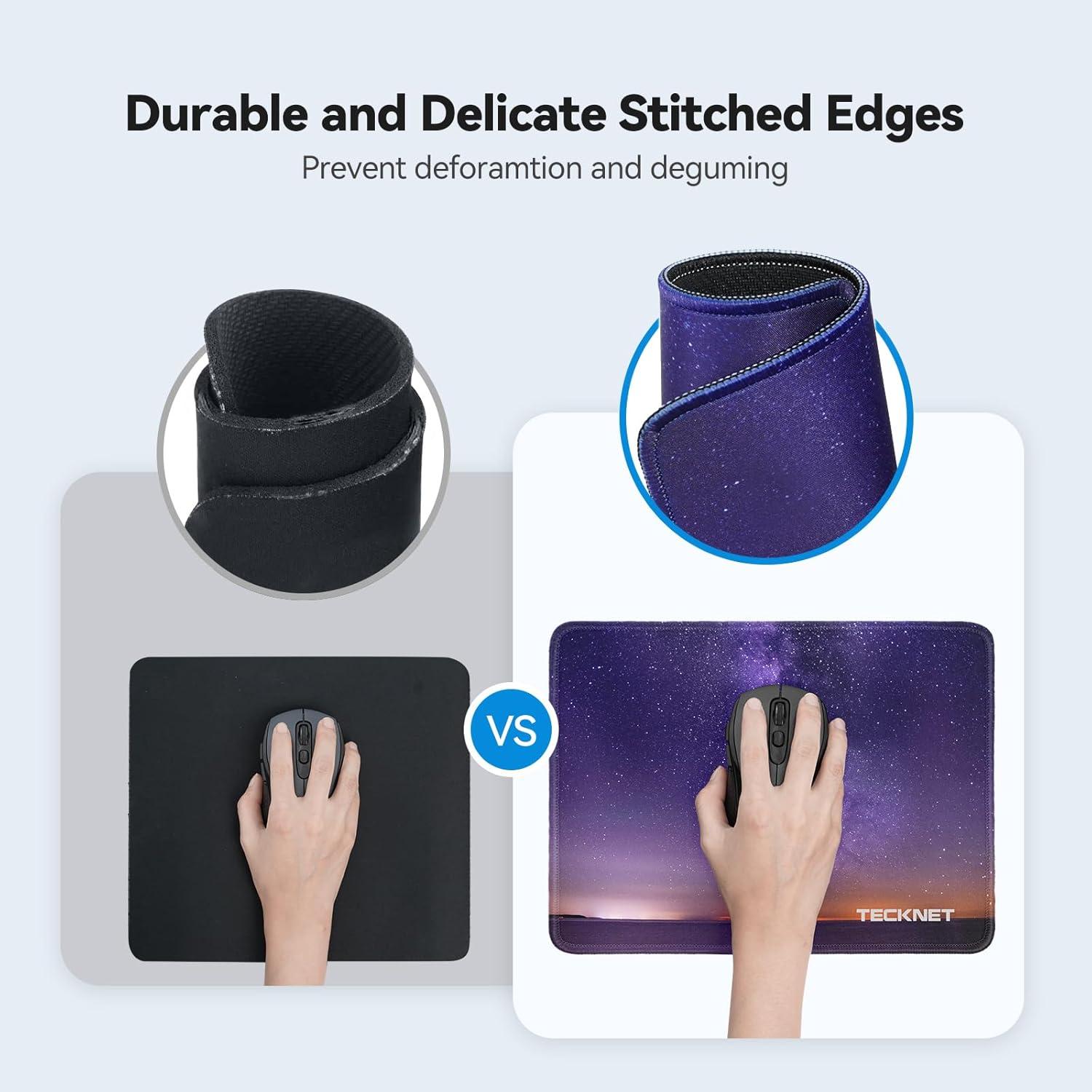 imageTECKNET 4 Pack Mouse Pad with Antifray Stitching Waterproof Surface ampamp NonSlip Rubber Base with Stitched Edges Gaming Mouse Mat for Laptop Compatible with Laser and Optical Mice  BlackStarry sky