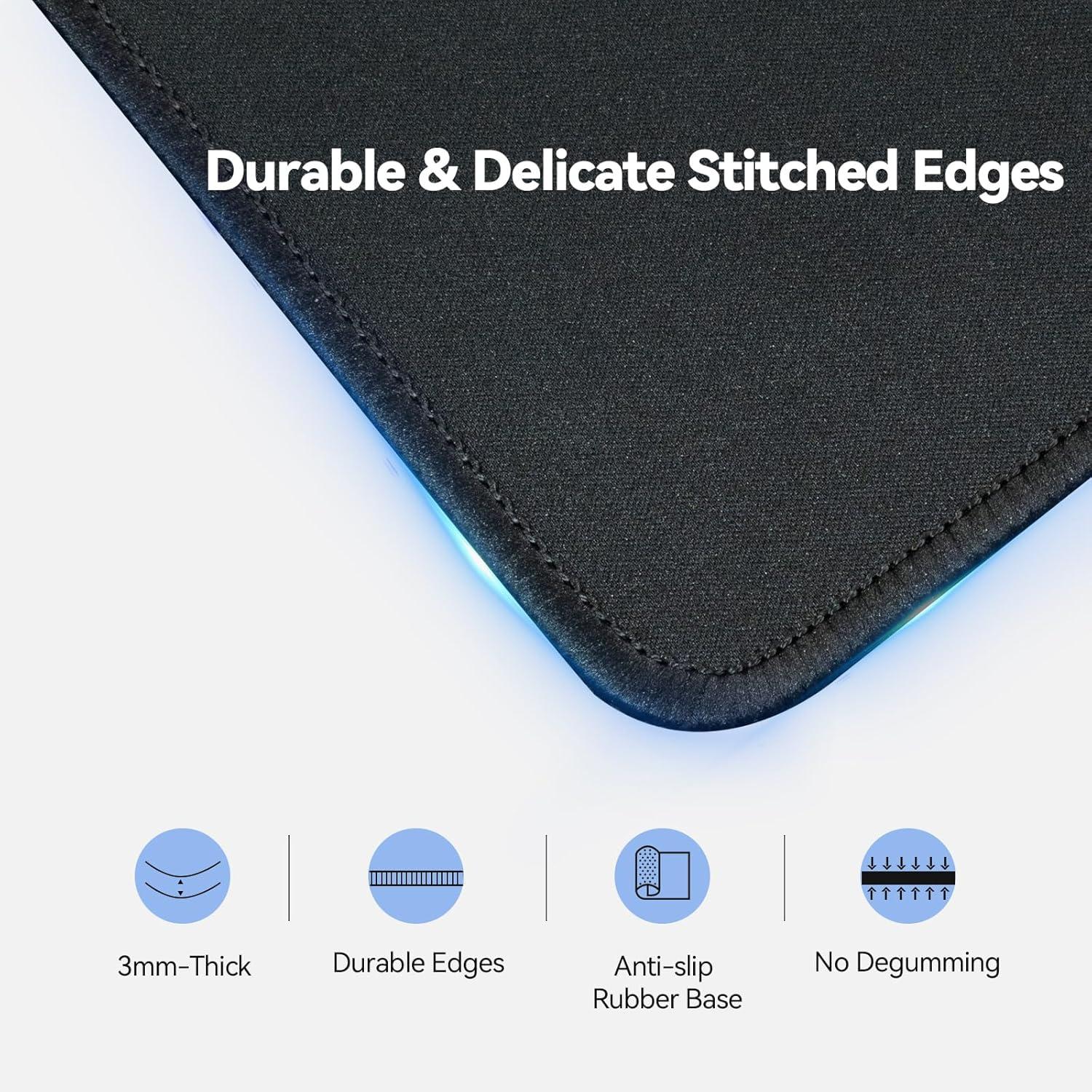 imageTECKNET 4 Pack Mouse Pad with Antifray Stitching Waterproof Surface ampamp NonSlip Rubber Base with Stitched Edges Gaming Mouse Mat for Laptop Compatible with Laser and Optical Mice  BlackBlack