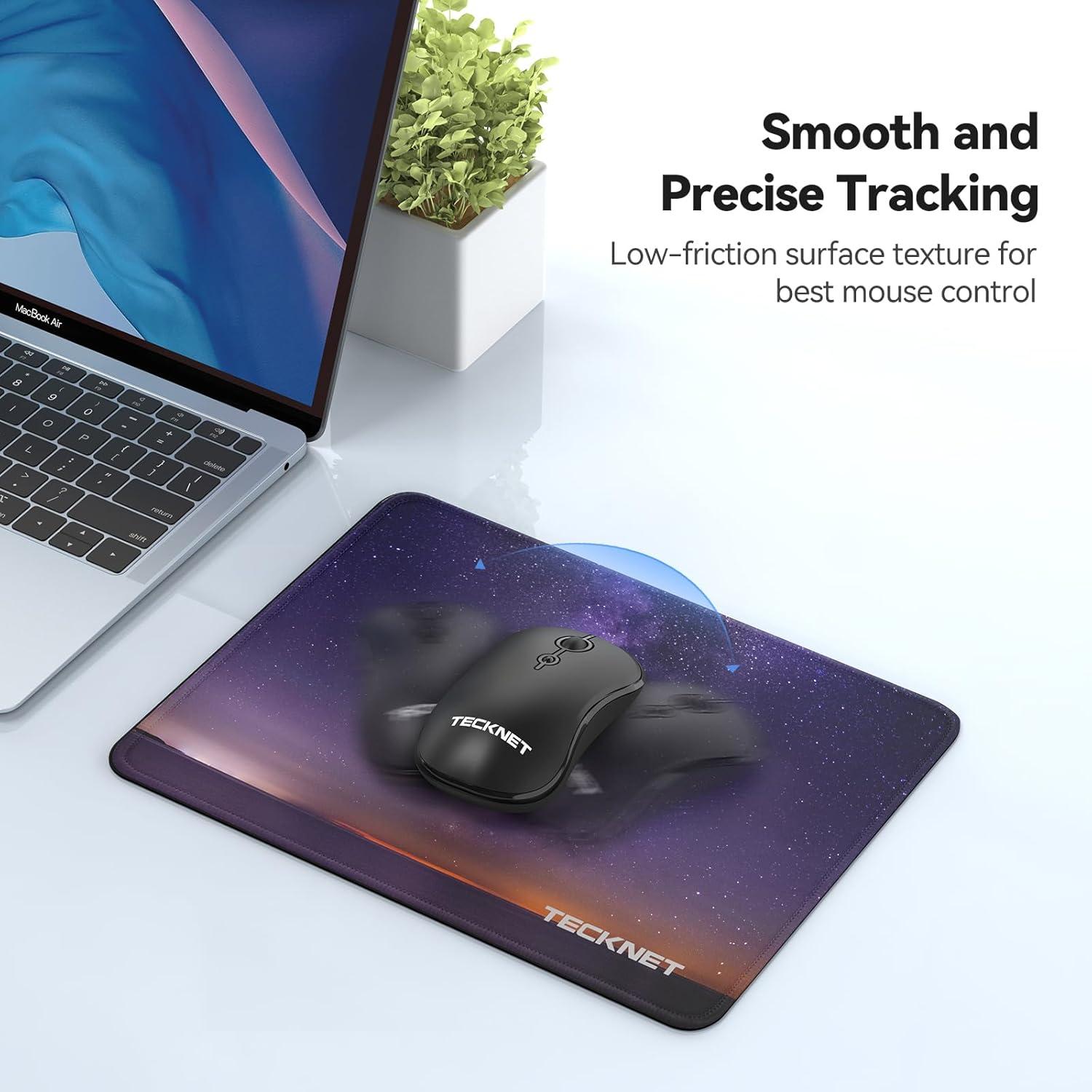 imageTECKNET 4 Pack Mouse Pad with Antifray Stitching Waterproof Surface ampamp NonSlip Rubber Base with Stitched Edges Gaming Mouse Mat for Laptop Compatible with Laser and Optical Mice  BlackStarry sky