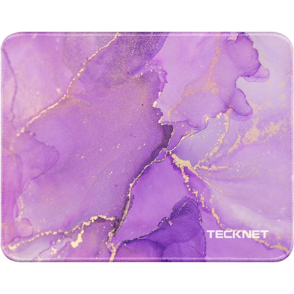 imageTECKNET 4 Pack Mouse Pad with Antifray Stitching Waterproof Surface ampamp NonSlip Rubber Base with Stitched Edges Gaming Mouse Mat for Laptop Compatible with Laser and Optical Mice  BlackPurple marble