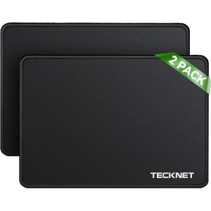 imageTECKNET 4 Pack Mouse Pad with Antifray Stitching Waterproof Surface ampamp NonSlip Rubber Base with Stitched Edges Gaming Mouse Mat for Laptop Compatible with Laser and Optical Mice  BlackBlack