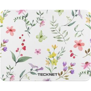 imageTECKNET 4 Pack Mouse Pad with Antifray Stitching Waterproof Surface ampamp NonSlip Rubber Base with Stitched Edges Gaming Mouse Mat for Laptop Compatible with Laser and Optical Mice  BlackBeautiful Flowers and Plants