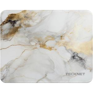 imageTECKNET 4 Pack Mouse Pad with Antifray Stitching Waterproof Surface ampamp NonSlip Rubber Base with Stitched Edges Gaming Mouse Mat for Laptop Compatible with Laser and Optical Mice  BlackPlatinum marble