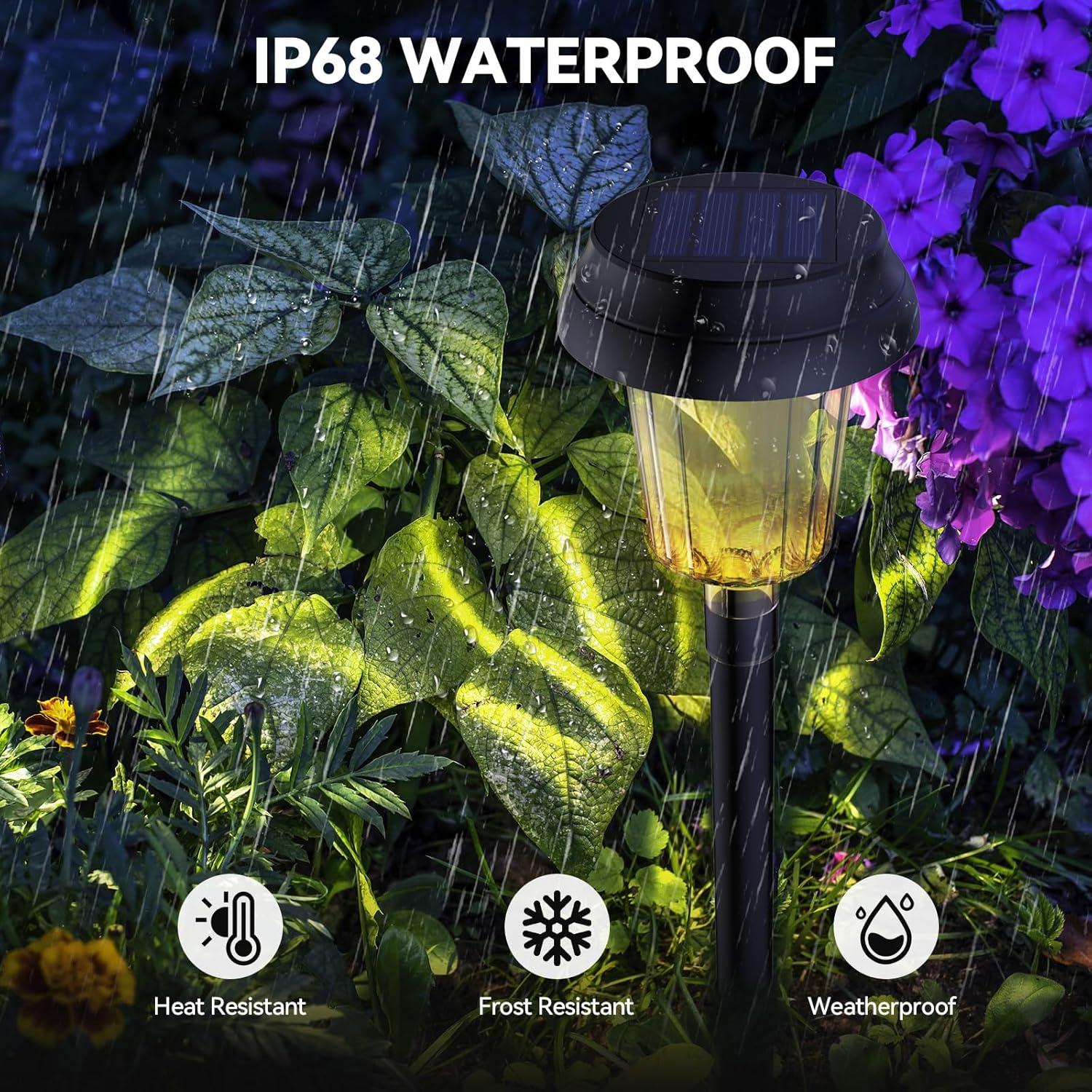 imageTECKNET Solar Pathway Lights 8 Pack Color Changing Solar Lights with Warm White ampamp RGB Colored IP68 Waterproof Colored Pathway Light Outdoor for Yard Auto OnOff8 PACK
