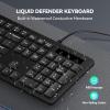 imageTECKNET Wired KeyboardSilent USB Keyboard for OfficeSpillResistantSlim FullSize Membrane LayoutPlug and Play for PCLaptopMacBlack