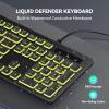 imageTECKNET Wired KeyboardSilent USB Keyboard for OfficeSpillResistantSlim FullSize Membrane LayoutPlug and Play for PCLaptopMacRGB
