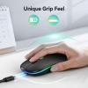 imageTECKNET Wireless Bluetooth MouseRechargeable Silent Dual Mode Bluetooth 52 ampamp USB Laptop Mice with LED Lights  Computer Mouse for LaptopMacBook with Type C Adapterblack