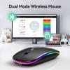imageTECKNET Wireless Bluetooth MouseRechargeable Silent Dual Mode Bluetooth 52 ampamp USB Laptop Mice with LED Lights  Computer Mouse for LaptopMacBook with Type C Adapterblack