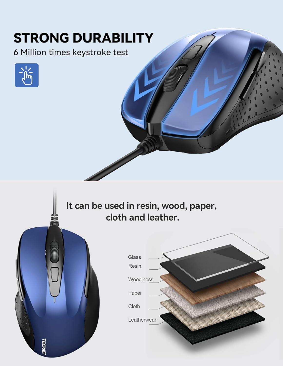 imageTECKNET Bluetooth Wireless Mouse BT5030 ampamp 24G Supports OneClick Switching Between Multiple DevicesSilent Click Compact and Portable Mice Compatible with PCMacWindowsmacOSSky blue