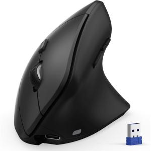 imageTECKNET Ergonomic Mouse Wireless Vertical Mouse 4800 DPI Rechargeable Bluetooth Mice for Carpal Tunnel Right Hand 3Device Connectivity for Laptop PC MacBook BlackBlack
