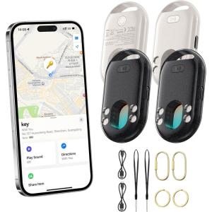 imageTECKNET 3in1 Air Tracker Tag 4Pack iOS Only Rechargeable Smart Bluetooth Tracker 100dB Alarm ampamp Hidden Camera Detection Compatible with Apple Find My Item Finder for Keys Luggage Wallet Pet