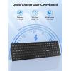 image:imageTECKNET Bluetooth Wireless Rechargeable Keyboard Multi Device Free Switching BT5024GWired Quiet Typing UltraSlim Full Size with Numpad for MacWindowsAndroidDesktopPC Stable Connection