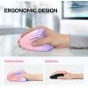 image:imageTECKNET Ergonomic Mouse Wireless Bluetooth Vertical Mouse 4800 DPI Optical Tracking 6 Adjustable DPI Quiet Clicks 24GHz with USB A Receiver 12 Months Battery 6 Buttons Wide CompatibilityPinkPurple