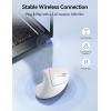 image:imageTECKNET Ergonomic Mouse Wireless Rechargeable Mouse Silent for Carpal Tunnel Right Hand 24GHz USB Vertical Mouse Wireless for Laptop 5 Adjustable 4800 DPI Computer MacBook DesktopLight White