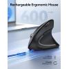 image:imageTECKNET Ergonomic Mouse Wireless Rechargeable Mouse Silent for Carpal Tunnel Right Hand 24GHz USB Vertical Mouse Wireless for Laptop 5 Adjustable 4800 DPI Computer MacBook DesktopBlack