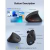 image:imageTECKNET Ergonomic Mouse Wireless Rechargeable Mouse Silent for Carpal Tunnel Right Hand 24GHz USB Vertical Mouse Wireless for Laptop 5 Adjustable 4800 DPI Computer MacBook DesktopBlack
