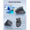 image:imageTECKNET Ergonomic Mouse Wireless Rechargeable Mouse Silent for Carpal Tunnel Right Hand 24GHz USB Vertical Mouse Wireless for Laptop 5 Adjustable 4800 DPI Computer MacBook DesktopLight Gray