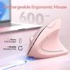 image:imageTECKNET Ergonomic Mouse Wireless Rechargeable Mouse Silent for Carpal Tunnel Right Hand 24GHz USB Vertical Mouse Wireless for Laptop 5 Adjustable 4800 DPI Computer MacBook DesktopPink