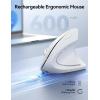 image:imageTECKNET Ergonomic Mouse Wireless Rechargeable Mouse Silent for Carpal Tunnel Right Hand 24GHz USB Vertical Mouse Wireless for Laptop 5 Adjustable 4800 DPI Computer MacBook DesktopLight White