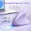image:imageTECKNET Ergonomic Mouse Wireless Rechargeable Mouse Silent for Carpal Tunnel Right Hand 24GHz USB Vertical Mouse Wireless for Laptop 5 Adjustable 4800 DPI Computer MacBook DesktopPurple