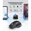 image:imageTECKNET Wireless Mouse Bluetooth Mouse BT5350 amp 24G Rechargeable Ergonomic Optical Mouse with 6 Adjustable DPI Side Scroll Quiet Clicks USB A Receiver 7 Buttons Wide Compatibility  BlackBlack