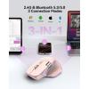 image:imageTECKNET Wireless Mouse Bluetooth Mouse BT5350 amp 24G Rechargeable Ergonomic Optical Mouse with 6 Adjustable DPI Side Scroll Quiet Clicks USB A Receiver 7 Buttons Wide Compatibility  BlackPink  Purple
