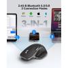 image:imageTECKNET Wireless Mouse Bluetooth Mouse BT5350 amp 24G Rechargeable Ergonomic Optical Mouse with 6 Adjustable DPI Side Scroll Quiet Clicks USB A Receiver 7 Buttons Wide Compatibility  BlackGrey
