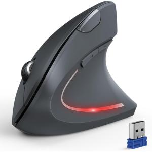 image:imageTECKNET Ergonomic Mouse Wireless Bluetooth Vertical Mouse 4800 DPI Optical Tracking 6 Adjustable DPI Quiet Clicks 24GHz with USB A Receiver 12 Months Battery 6 Buttons Wide CompatibilityLight Gray