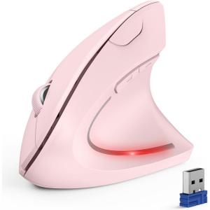 image:imageTECKNET Ergonomic Mouse Wireless Bluetooth Vertical Mouse 4800 DPI Optical Tracking 6 Adjustable DPI Quiet Clicks 24GHz with USB A Receiver 12 Months Battery 6 Buttons Wide CompatibilityPink