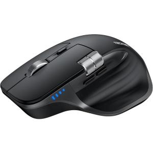 image:imageTECKNET Wireless Mouse Bluetooth Mouse BT5350 amp 24G Rechargeable Ergonomic Optical Mouse with 6 Adjustable DPI Side Scroll Quiet Clicks USB A Receiver 7 Buttons Wide Compatibility  BlackBlack