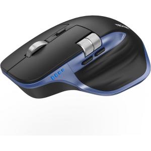image:imageTECKNET Wireless Mouse Bluetooth Mouse BT5350 amp 24G Rechargeable Ergonomic Optical Mouse with 6 Adjustable DPI Side Scroll Quiet Clicks USB A Receiver 7 Buttons Wide Compatibility  BlackBlack  Blue