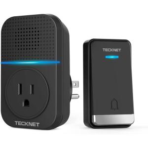 image:imageTECKNET Wireless Doorbell Plugthrough Door Bell IP66 Waterproof Doorbells 1300ft Cordless Rang Door Bell Ringer Wireless 60 Ringtones amp 5 Level Volume 0110 dB Doorbell Chime for HomeClassroomBlack