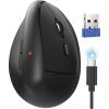 image:imageTECKNET Ergonomic Mouse Wireless Bluetooth Vertical Mouse BT5330 amp 24G Rechargeable 4800 DPI Optical Mouse with 6 Adjustable DPI Quiet Clicks USB A Receiver 6 Buttons  Wide CompatibilityBlack