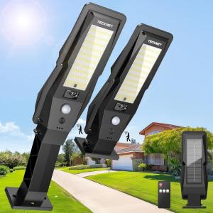 image:imageTECKNET Solar Street Lights Outdoor Waterproof  Dusk to Dawn Solar Powered Street Lights IP66 Pole amp Wall with Motion Sensor amp Remote 3 Work Mode Security Light for Driveway Yard Garage 2 Pack2 Pack