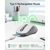image:imageTECKNET Rechargeable Bluetooth Mouse  USB  BT50  BT30  Wireless Mouse Ergonomic 4Way Scroll Wheel Computer Mice 6Level 4800 DPI Silent Mice MultiDevice for ComputerLaptopMacBook GreyWhite