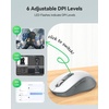 image:imageTECKNET Rechargeable Bluetooth Mouse  USB  BT50  BT30  Wireless Mouse Ergonomic 4Way Scroll Wheel Computer Mice 6Level 4800 DPI Silent Mice MultiDevice for ComputerLaptopMacBook GreyWhite