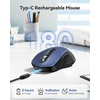 image:imageTECKNET Rechargeable Bluetooth Mouse  USB  BT50  BT30  Wireless Mouse Ergonomic 4Way Scroll Wheel Computer Mice 6Level 4800 DPI Silent Mice MultiDevice for ComputerLaptopMacBook GreyBlue