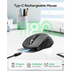 image:imageTECKNET Rechargeable Bluetooth Mouse  USB  BT50  BT30  Wireless Mouse Ergonomic 4Way Scroll Wheel Computer Mice 6Level 4800 DPI Silent Mice MultiDevice for ComputerLaptopMacBook GreyIron Gray