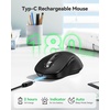 image:imageTECKNET Rechargeable Bluetooth Mouse  USB  BT50  BT30  Wireless Mouse Ergonomic 4Way Scroll Wheel Computer Mice 6Level 4800 DPI Silent Mice MultiDevice for ComputerLaptopMacBook GreyBlack