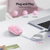 image:imageTECKNET Wired Mouse  USB Corded Mouse with RGB Backlit Full Size Optical Silent Mouse with Side ButtonsLED Plug and Play Wired Connection Office Mice for DesktopPCLaptopPink