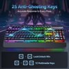 image:imageTECKNET Wireless Gaming Keyboard 2in1 24G Wireless amp Wired Rechargeable Keyboard 4000mAh Battery 15Zone RGB Computer Keyboard Metal Panel PC Gaming Keyboards Whisper Quiet Gaming Switchblack