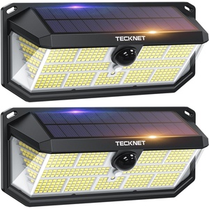 image:imageTECKNET 495 LED Solar Lights Outdoor Waterproof IP66 300 Wide Angle amp 3 Lighting Modes Motion Sensor Outdoor Lights Solar Powered Flood Wall Lights for Yard Patio Garage2 Pack