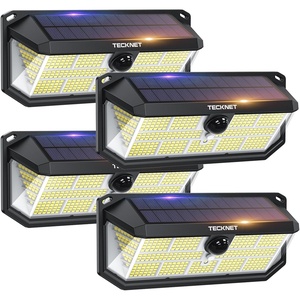 image:imageTECKNET 495 LED Solar Lights Outdoor Waterproof IP66 300 Wide Angle amp 3 Lighting Modes Motion Sensor Outdoor Lights Solar Powered Flood Wall Lights for Yard Patio Garage4 Pack