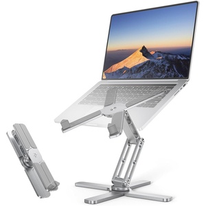 image:imageTECKNET Laptop Stand for Desk360Rotating Laptop Stand Riser with Ergonomic Foldable Height amp Angles Adjustable Computer Stand Compatible with All Laptops Macbooks up to 173 100Aluminium SilverSilver