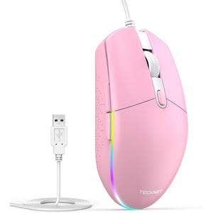 image:imageTECKNET Wired Mouse  USB Corded Mouse with RGB Backlit Full Size Optical Silent Mouse with Side ButtonsLED Plug and Play Wired Connection Office Mice for DesktopPCLaptopPink
