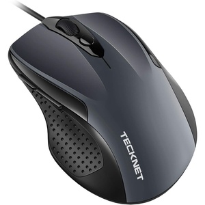 image:imageTECKNET Wired Mouse  USB Corded Mouse with RGB Backlit Full Size Optical Silent Mouse with Side ButtonsLED Plug and Play Wired Connection Office Mice for DesktopPCLaptopGrey