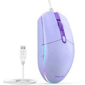 image:imageTECKNET Wired Mouse  USB Corded Mouse with RGB Backlit Full Size Optical Silent Mouse with Side ButtonsLED Plug and Play Wired Connection Office Mice for DesktopPCLaptopPurple