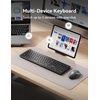 image:imageTECKNET Bluetooth Keyboard Rechargeable 24G Wireless Keyboard FullSize Ergonomic Cordless Silent Computer Keyboard SpillResistant Quiet Typing Stable Connection for PCLaptopComputerPhoneBlack